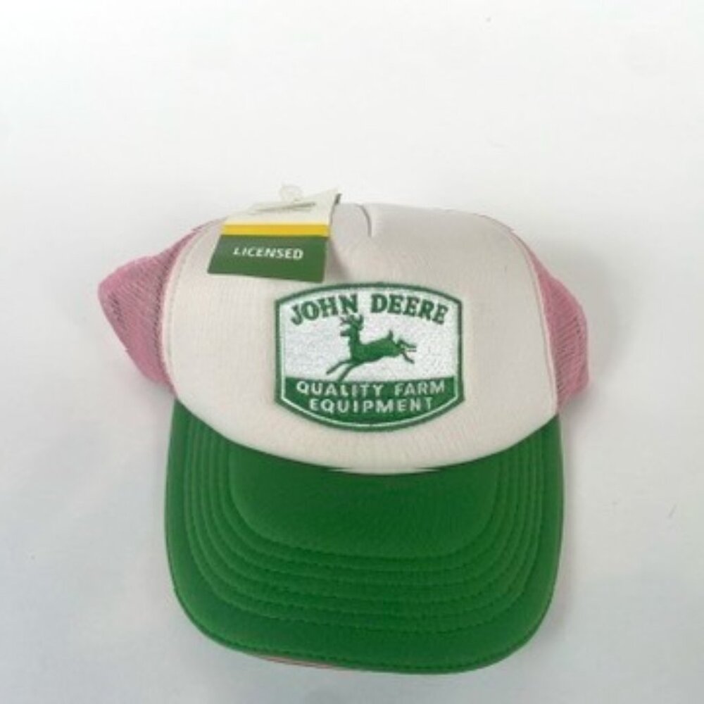 John Deere Trucker Hat - pink, white, green - NEW**